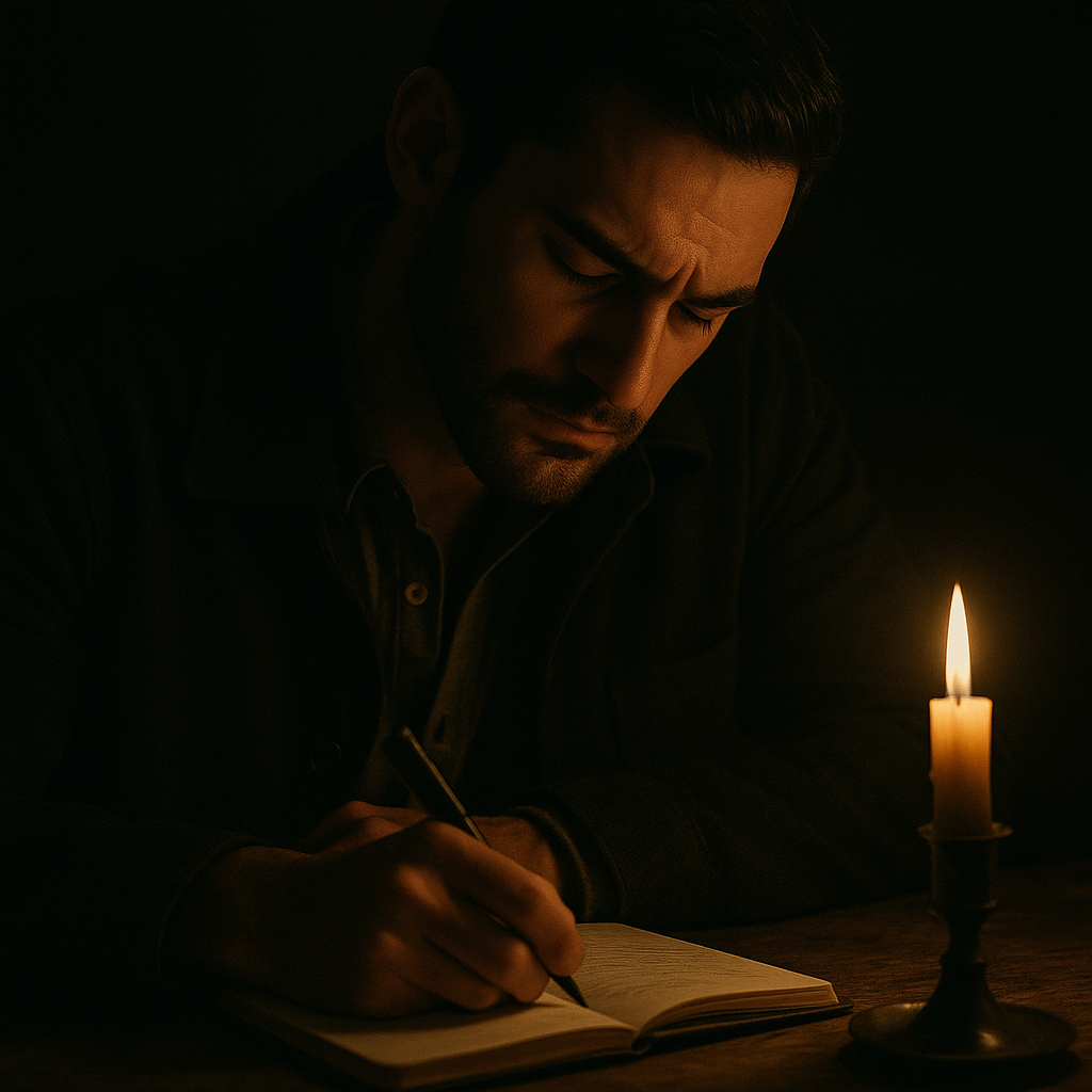 Moses writing into his Journal